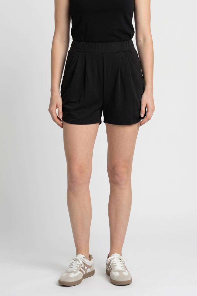Short Femme - Taille Haute Plissé avec Poches | Confort — Noir