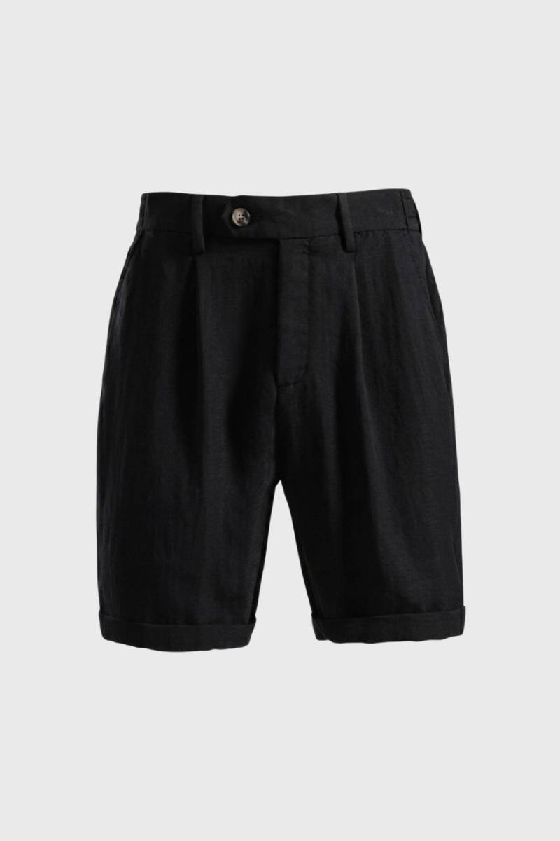 Short Homme - Taille Haute avec Revers | Élégant Décontracté — Noir