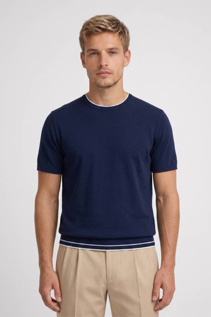T-Shirt Homme - Classique Finitions Contrastantes | Marine — Marine