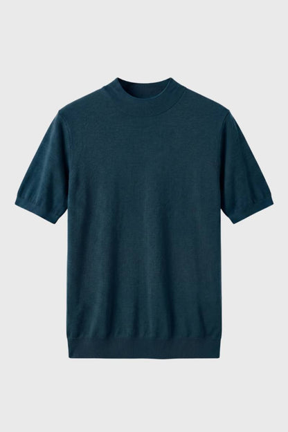 T-Shirt Homme - Col Montant Moderne avec Manches Courtes | Décontracté — Vert Foncé