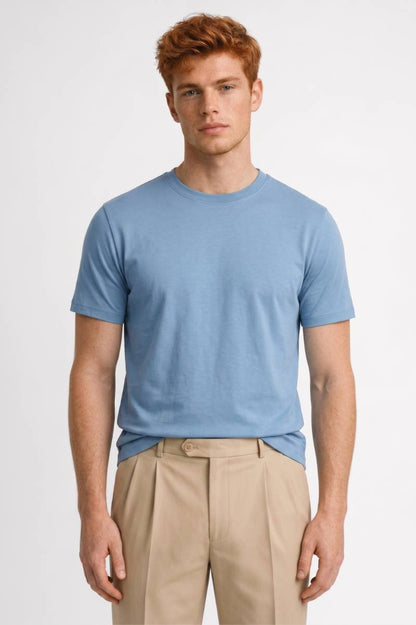 T-shirt Homme - Col Rond Coupe Classique | Décontracté — Bleu Clair