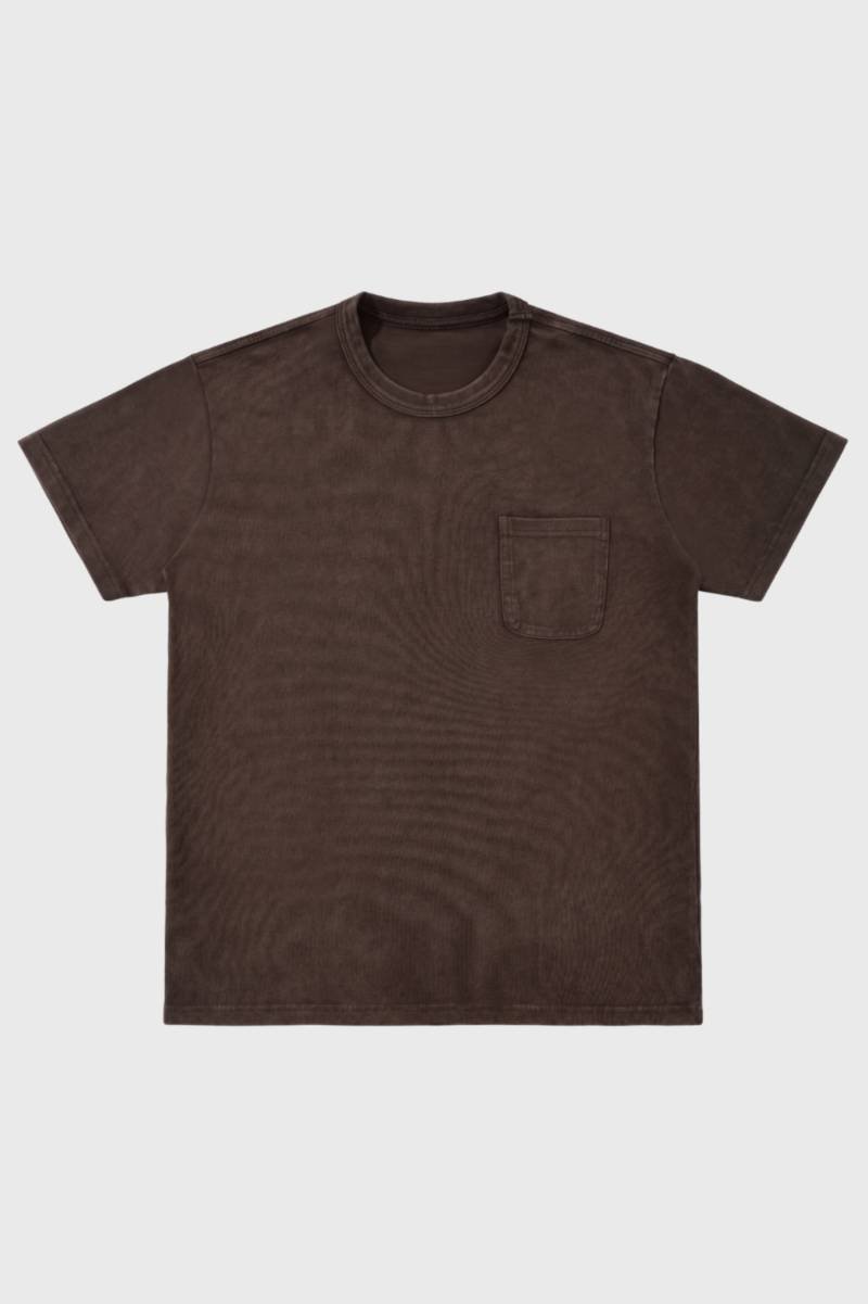 T-shirt Homme - Relaxé avec Poche Poitrine | Vintage — Marron