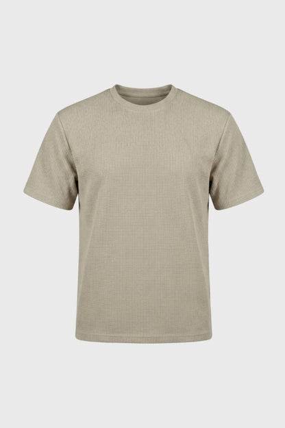 T-shirt Homme - Texture Gaufrée Col Rond | Décontracté — Beige